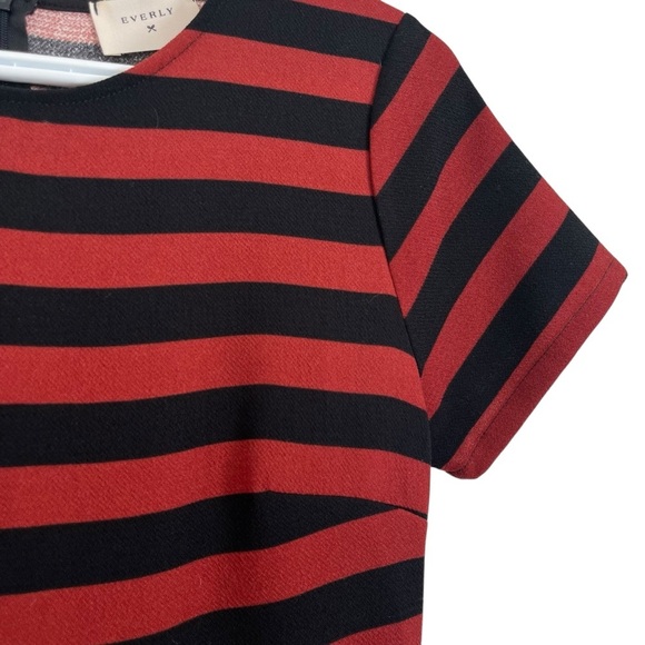Everly Anthropologie skater retro striped short sleeve zip up dress women small - Picture 3 of 10